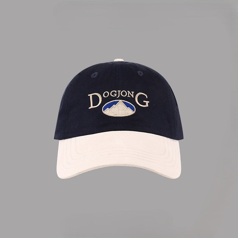 Washed Two Tone Embroidered Baseball Cap - Black