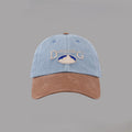 Washed Two Tone Embroidered Baseball Cap - Blue