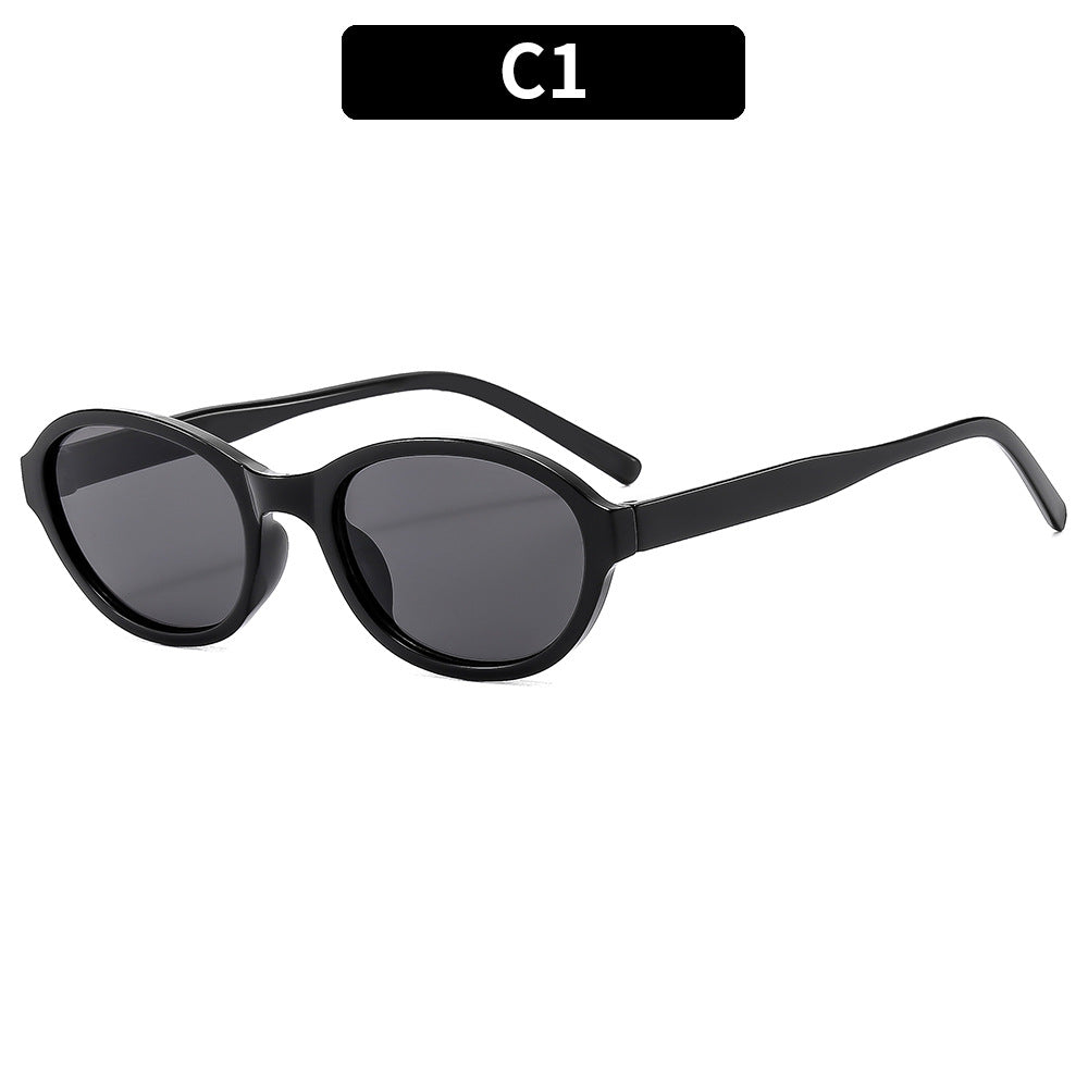 Small Oval Lens Vintage Sunglasses - C1