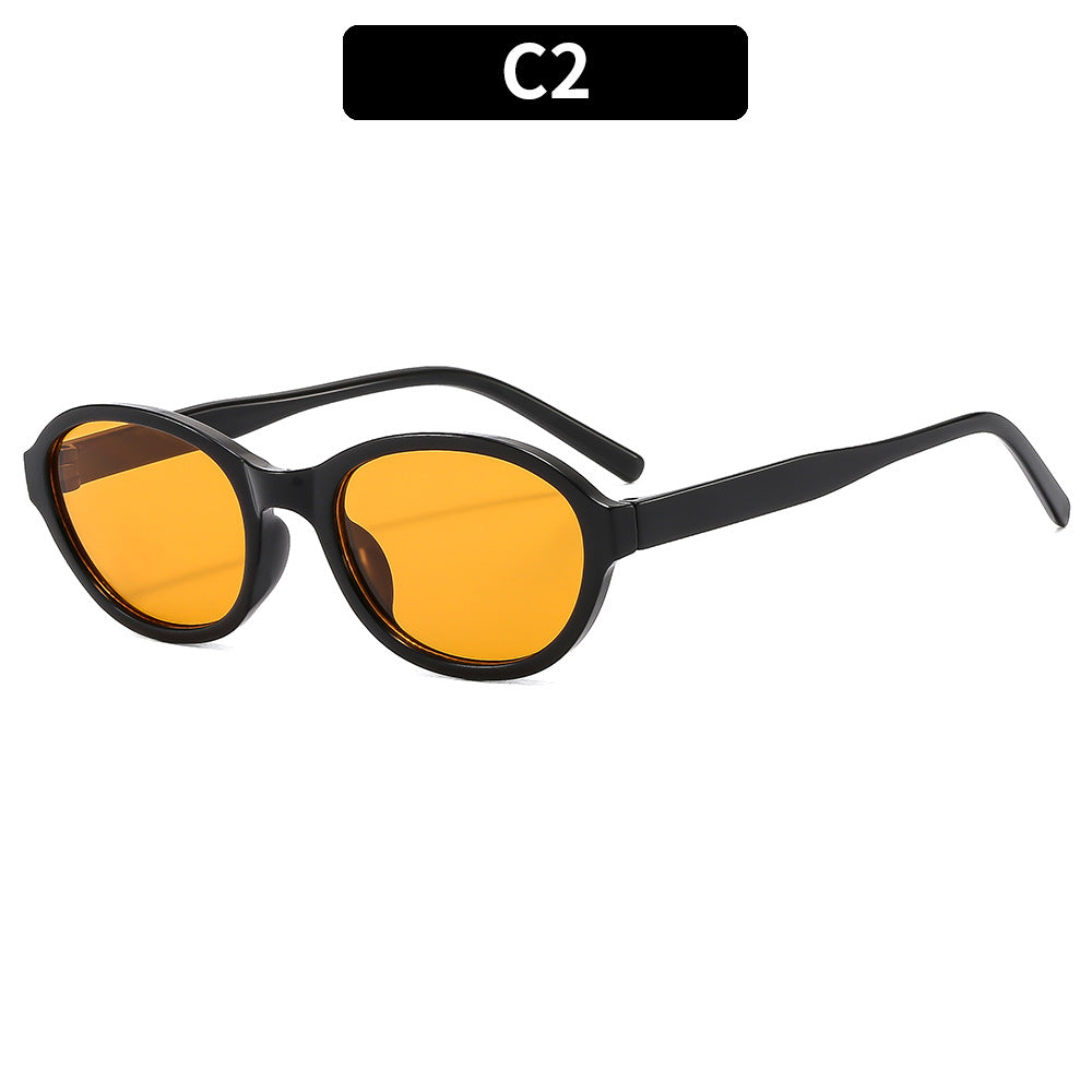 Small Oval Lens Vintage Sunglasses - C2