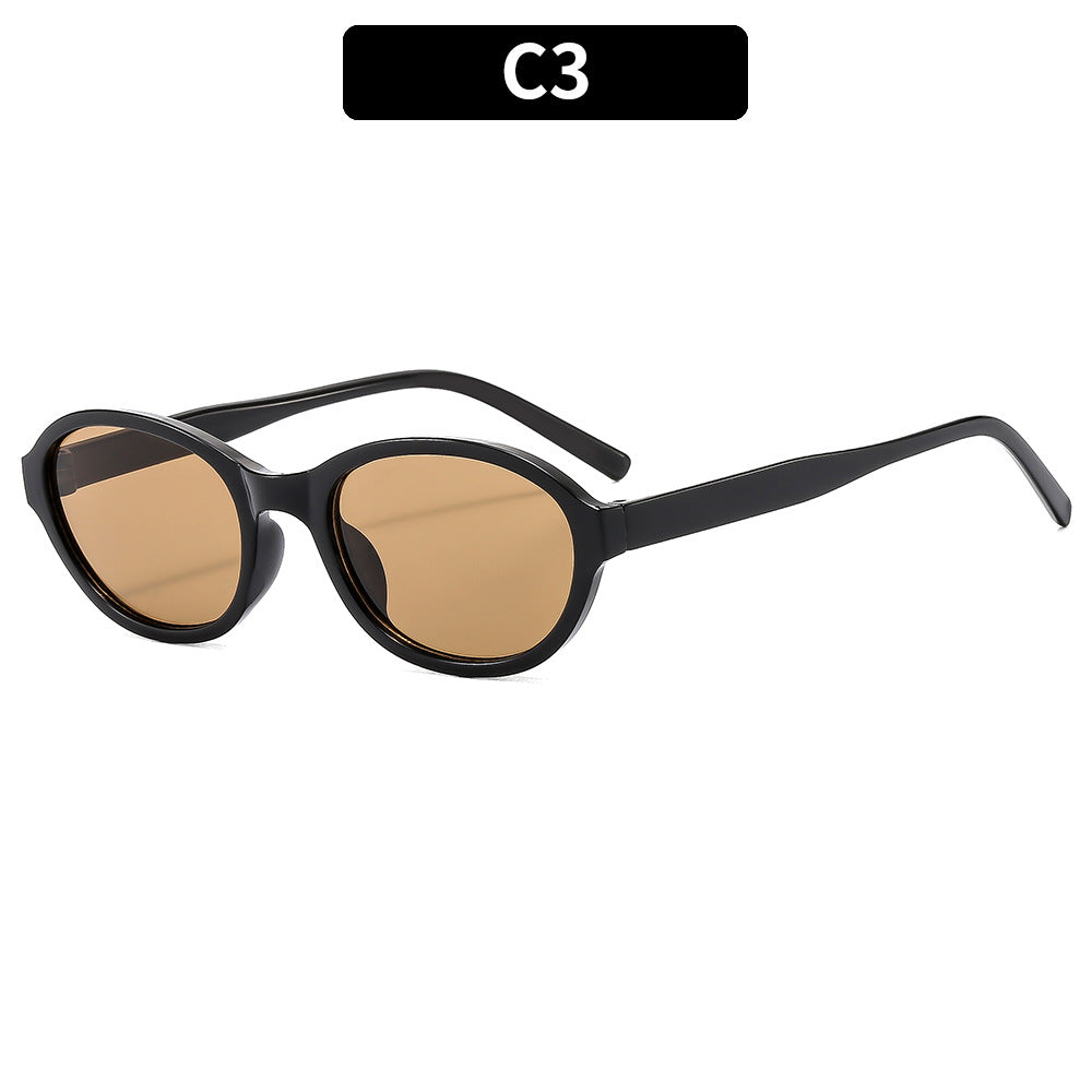 Small Oval Lens Vintage Sunglasses - C3