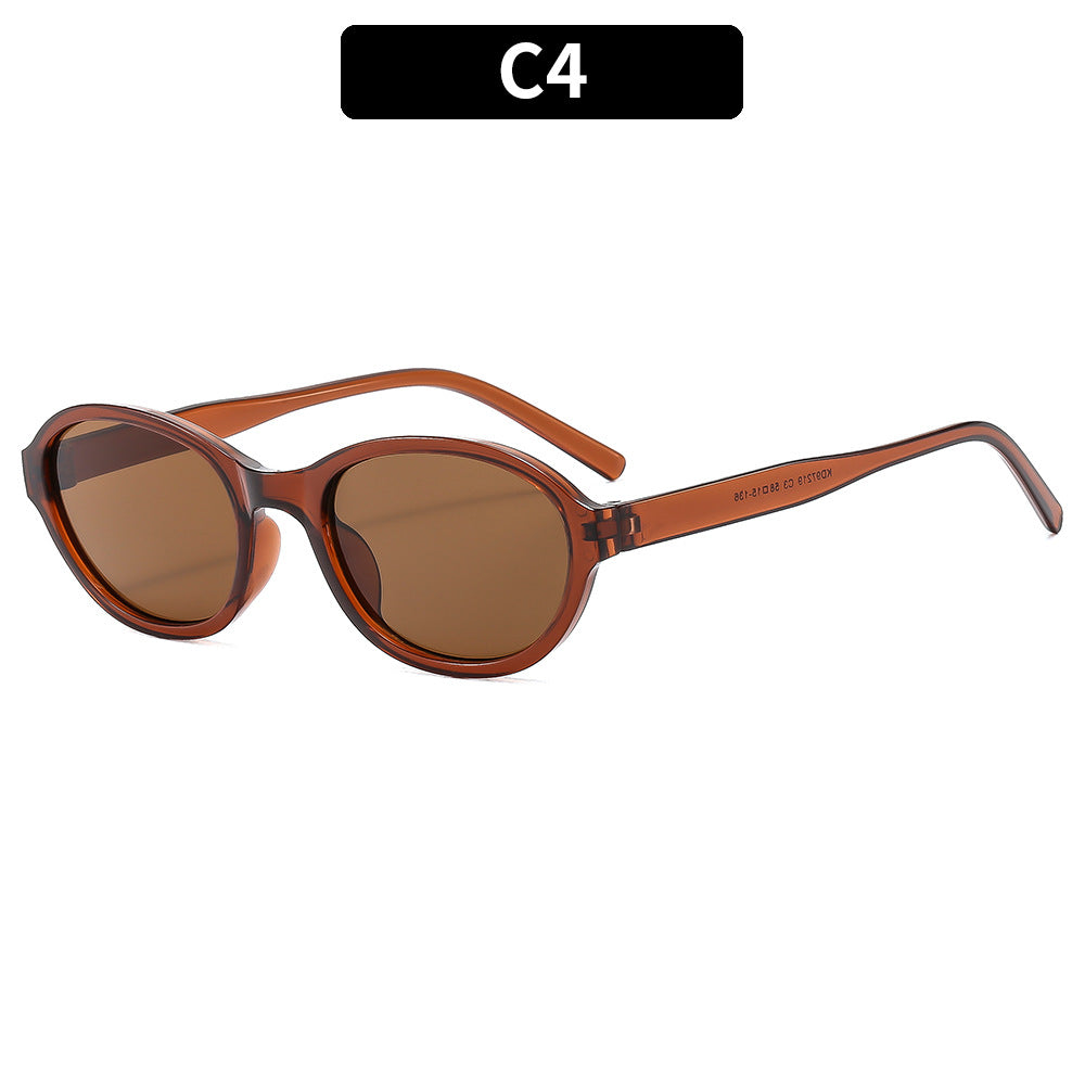 Small Oval Lens Vintage Sunglasses - C4
