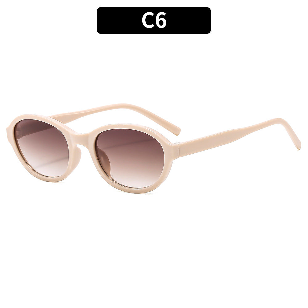 Small Oval Lens Vintage Sunglasses - C6
