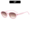 Small Oval Lens Vintage Sunglasses - C7