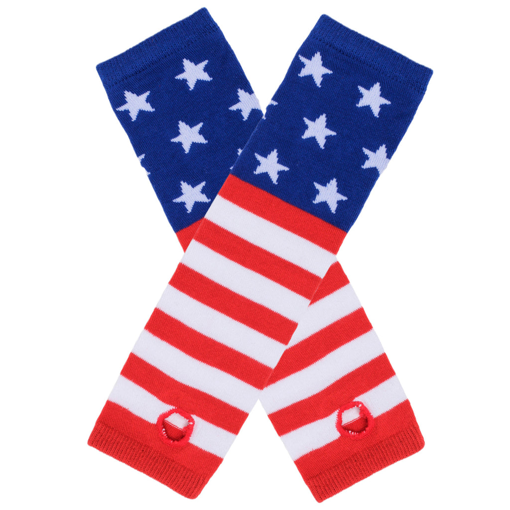 Stars And Stripes Fingerless Knit Gloves - Gloves - 2