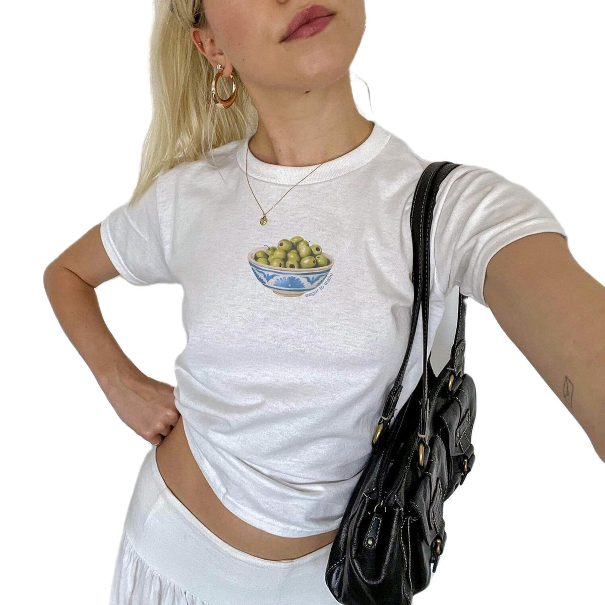 Assorted Print Fitted Cropped Baby Tee - Fruit