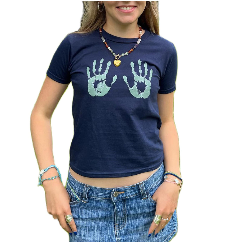 Assorted Print Fitted Cropped Baby Tee - Thumbprint