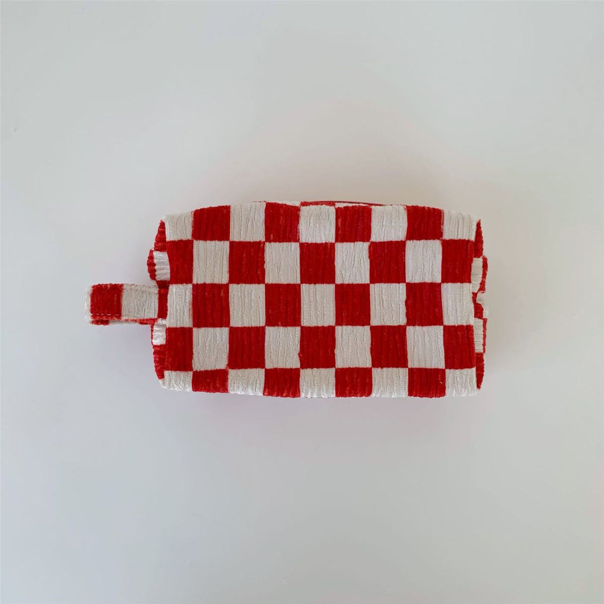 Checker and Cow Print Zip Pouch - BG-red