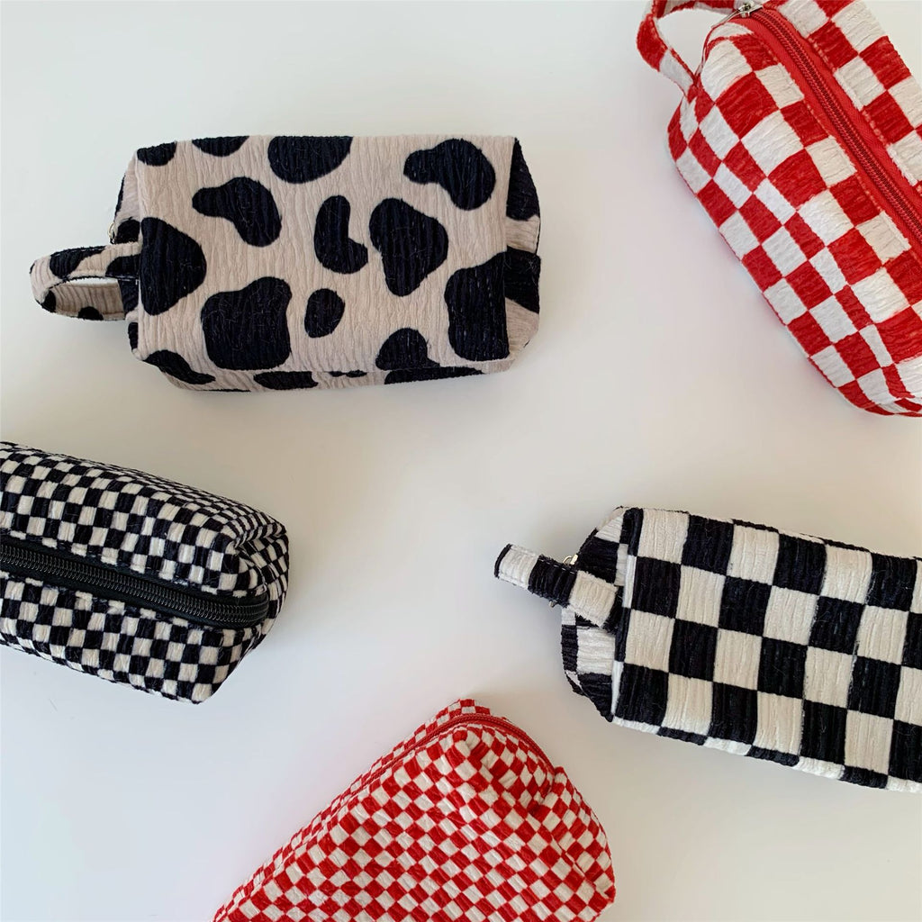 Checker and Cow Print Zip Pouch - view 1