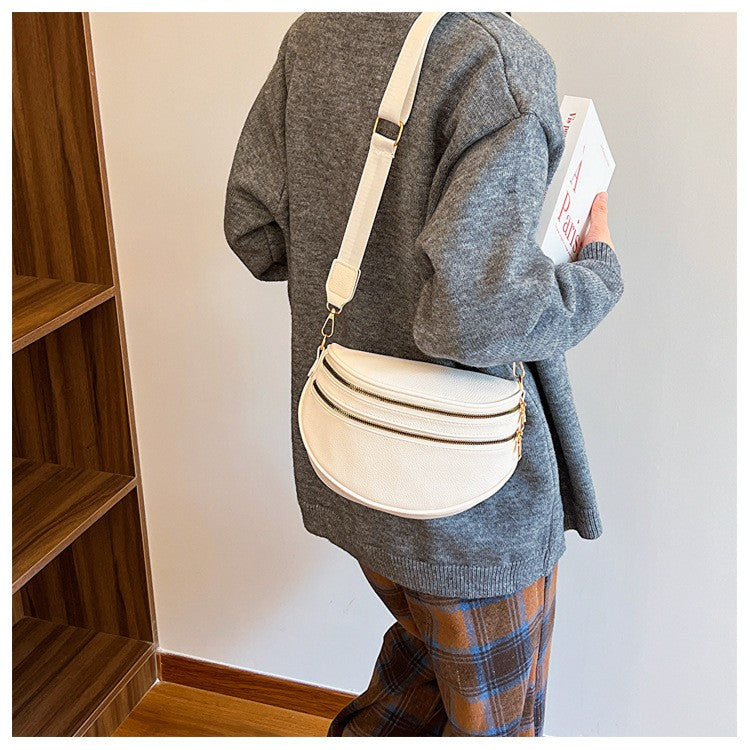 Pebbled Crescent Sling Crossbody Bag