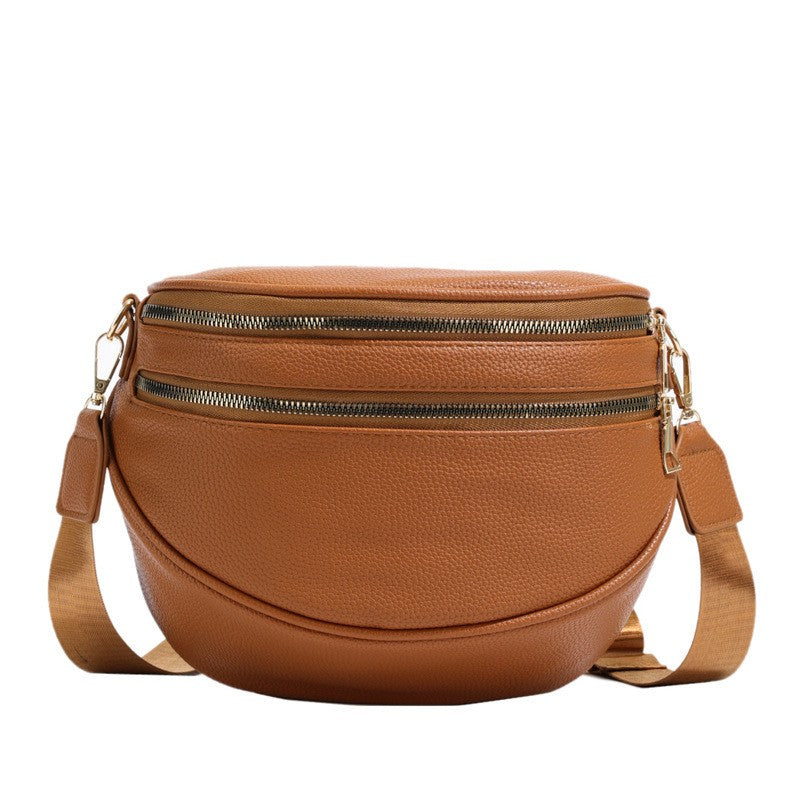Pebbled Crescent Sling Crossbody Bag