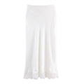 Satin Slip Midi Skirt With Lace Hem - White