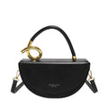 Half Moon Crossbody Bag With Sculptural Handle - Black
