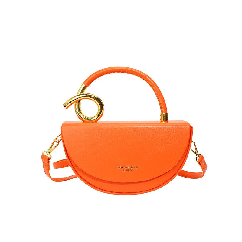 Half Moon Crossbody Bag With Sculptural Handle