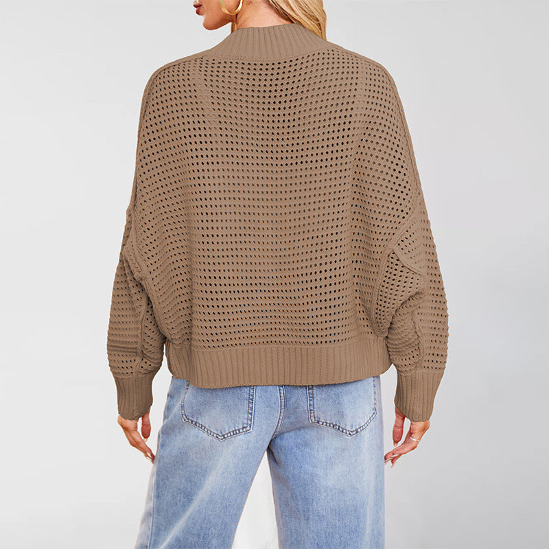 Open Front Waffle Knit Cropped Cardigan