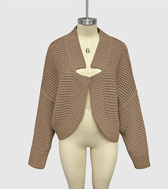 Open Front Waffle Knit Cropped Cardigan - view 2
