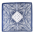 Paisley Print Satin Square Bandana Scarf - Navy