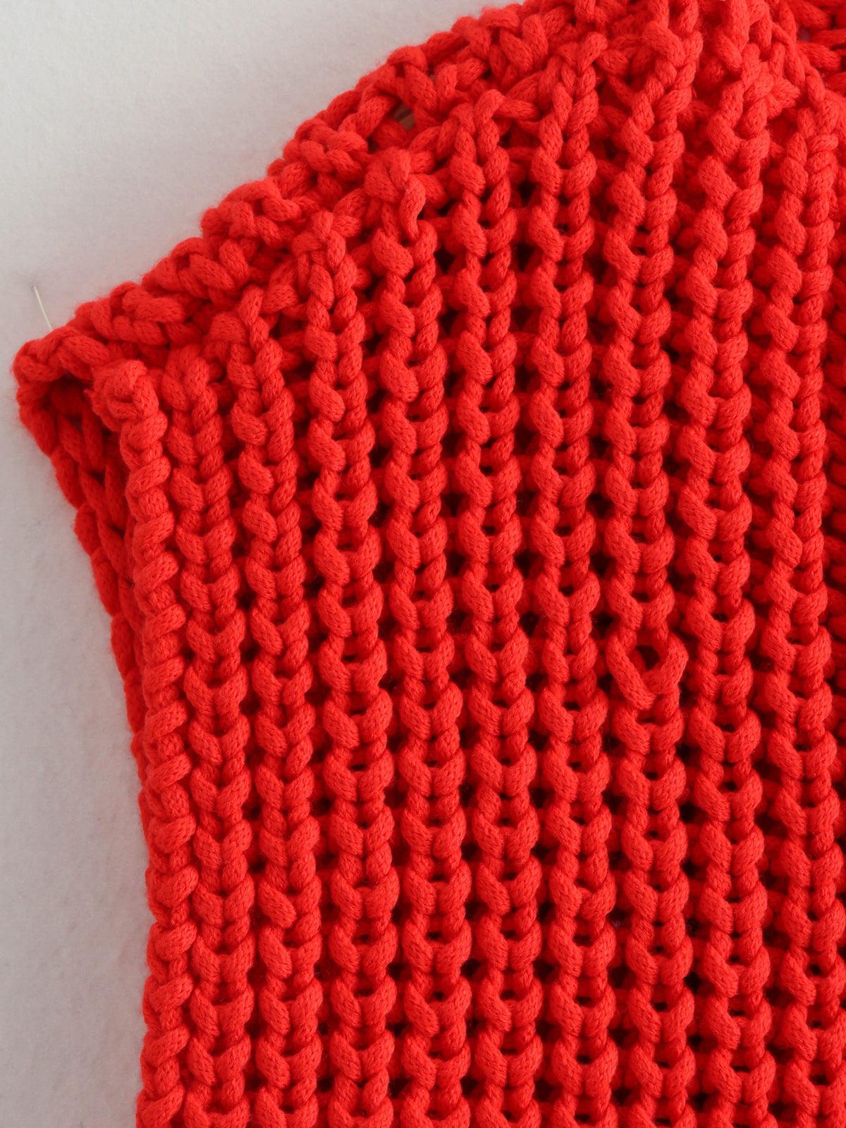 Chunky Knit Button Vest With Patch Pockets - Red - 5