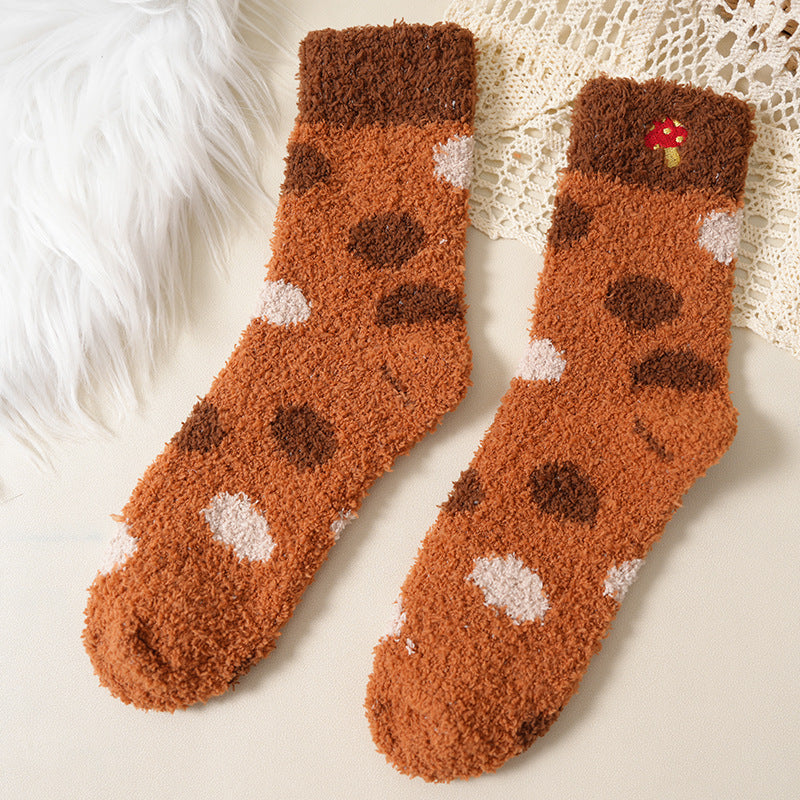 Plush Fleece Floral Dot Sleep Socks - Color_03