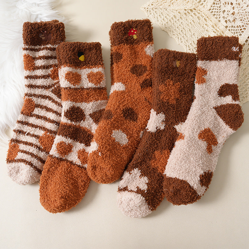Plush Fleece Floral Dot Sleep Socks - view 1