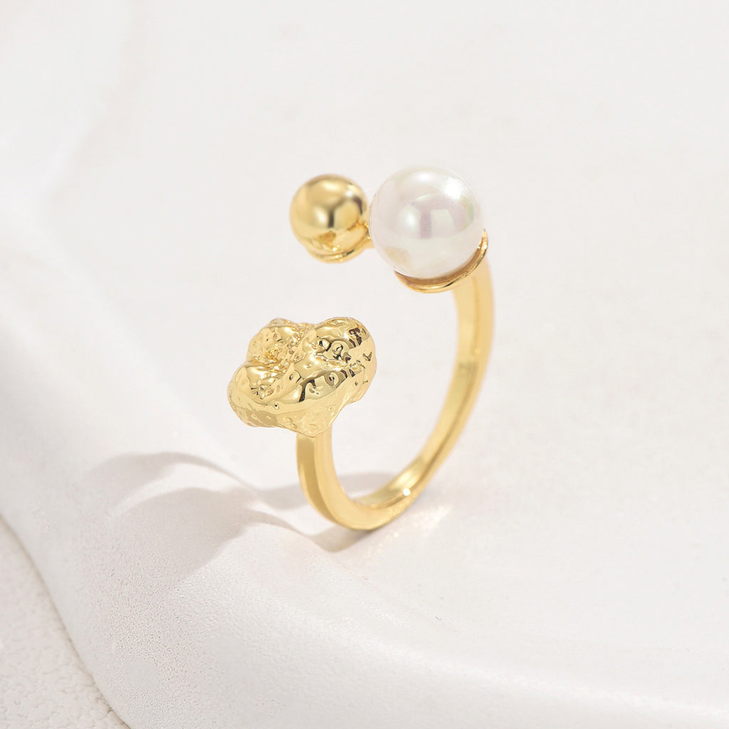Textured Nugget Pearl Open Cocktail Ring - Color - 1