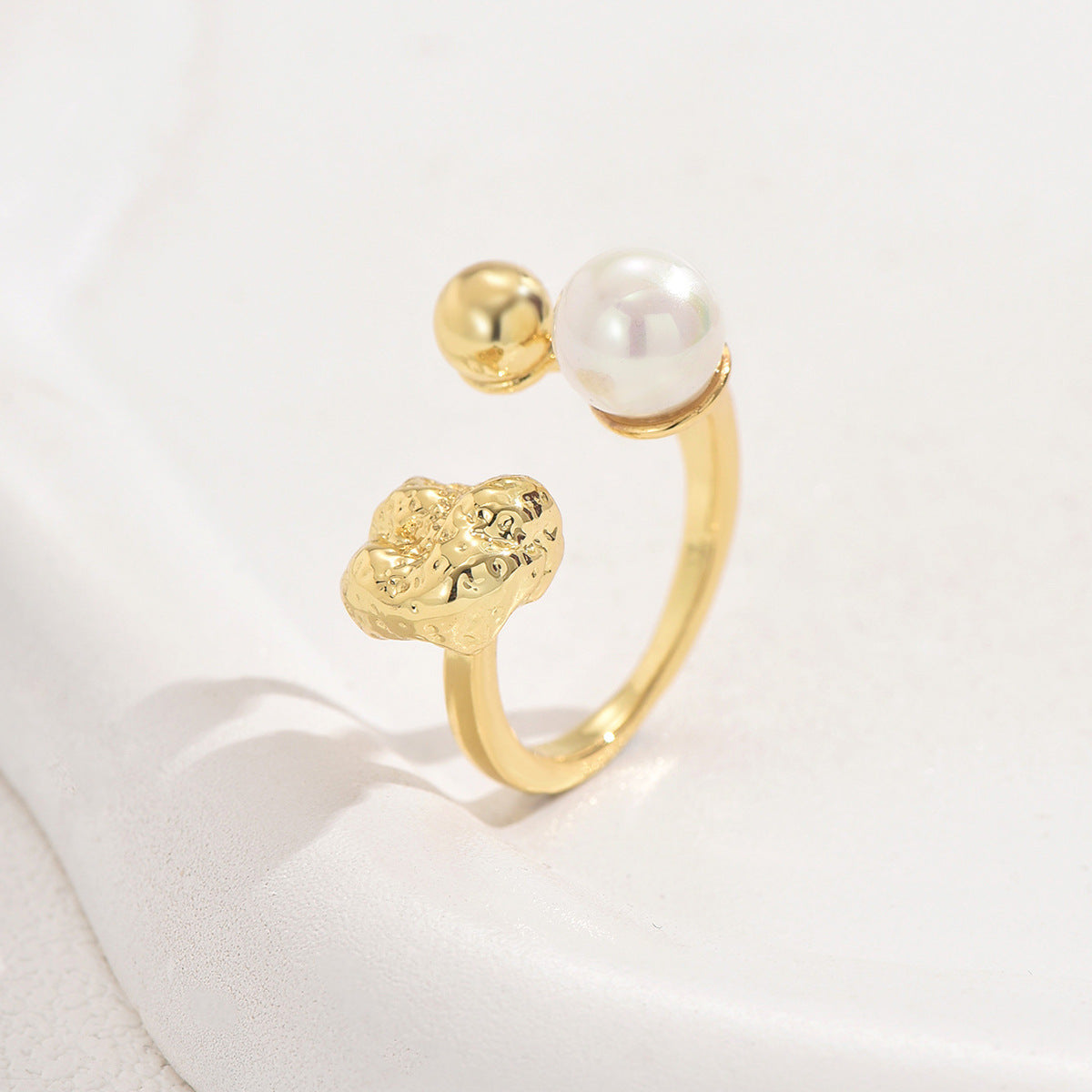 Textured Nugget Pearl Open Cocktail Ring - Color - 1