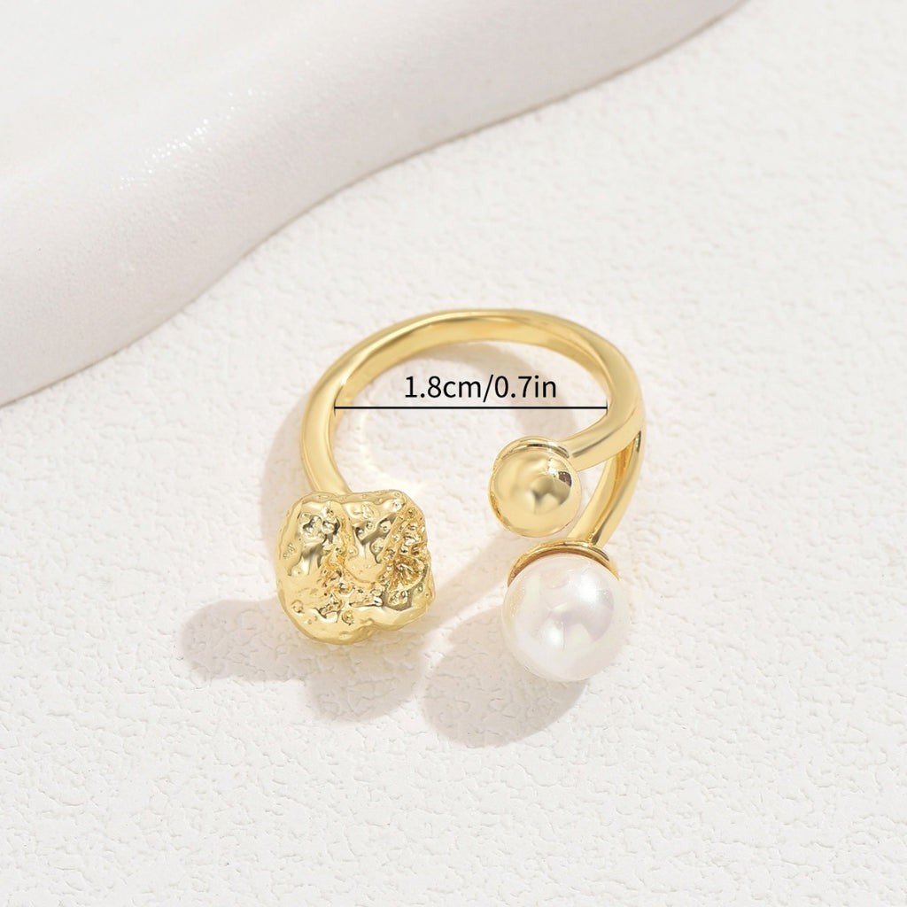 Textured Nugget Pearl Open Cocktail Ring - Color - 2