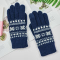 Nordic Snowflake Jacquard Knit Gloves - TBlue