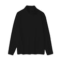 Cotton Mock Neck Long Sleeve Tee - Black