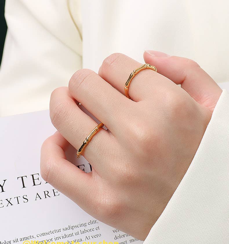 Slim Bamboo Texture Stacking Ring