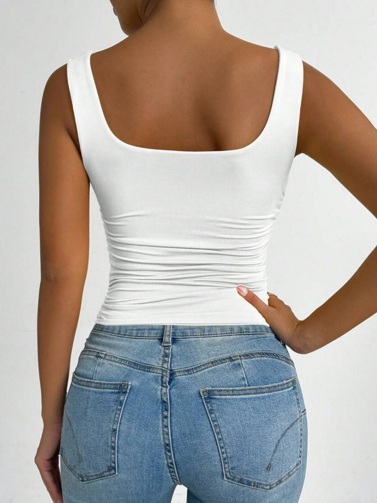Square Neck Slim Fit Cropped Tank Top