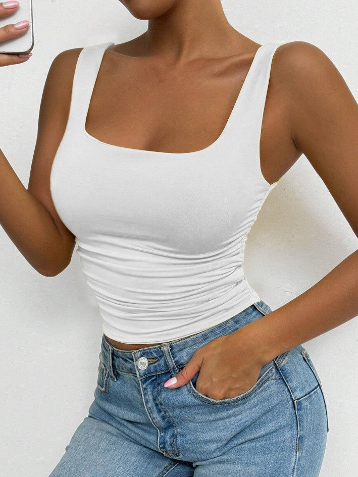 Square Neck Slim Fit Cropped Tank Top - view 1