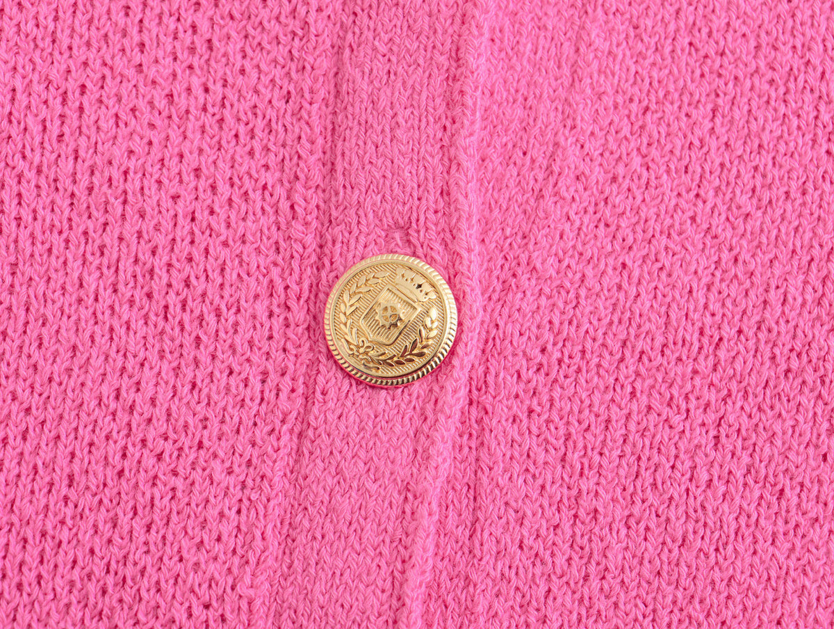 Cropped Knit Cardigan With Patch Pockets - Rosered - 4