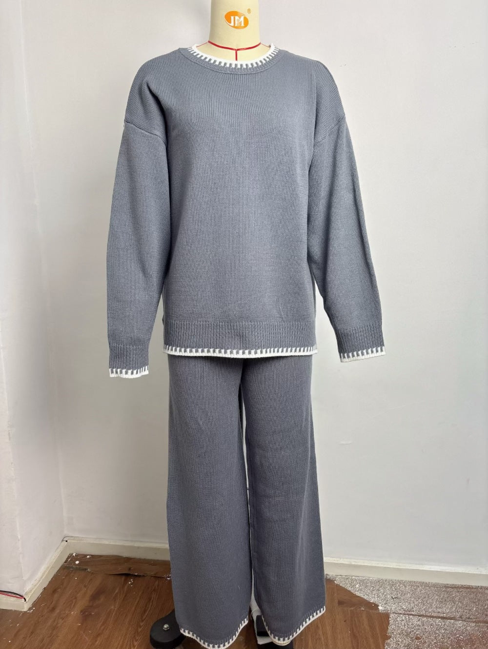 Whipstitch Trim Oversized Knit Lounge Set - view 1