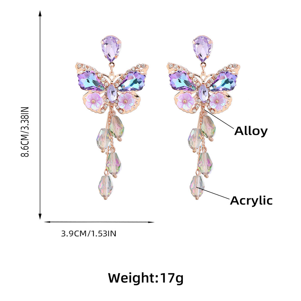 Iridescent Butterfly Bloom Statement Drop Earrings - view 3