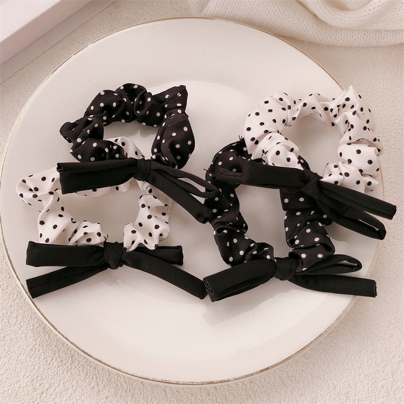 Knotted Bow Scrunchie With Polka Dots