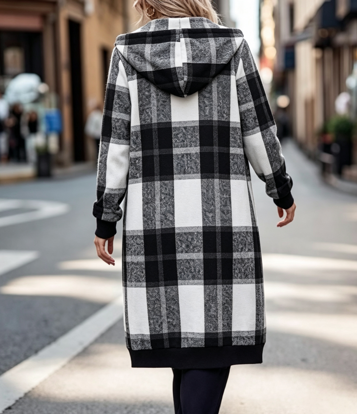 Longline Zip Up Hoodie With Pockets - CBlack - 1
