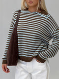 Boxy Striped Collared Knit Sweater - stripe