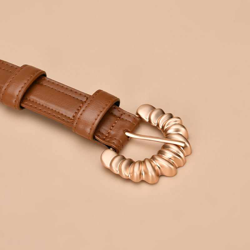 Twisted Round Buckle Skinny Belt - view 2