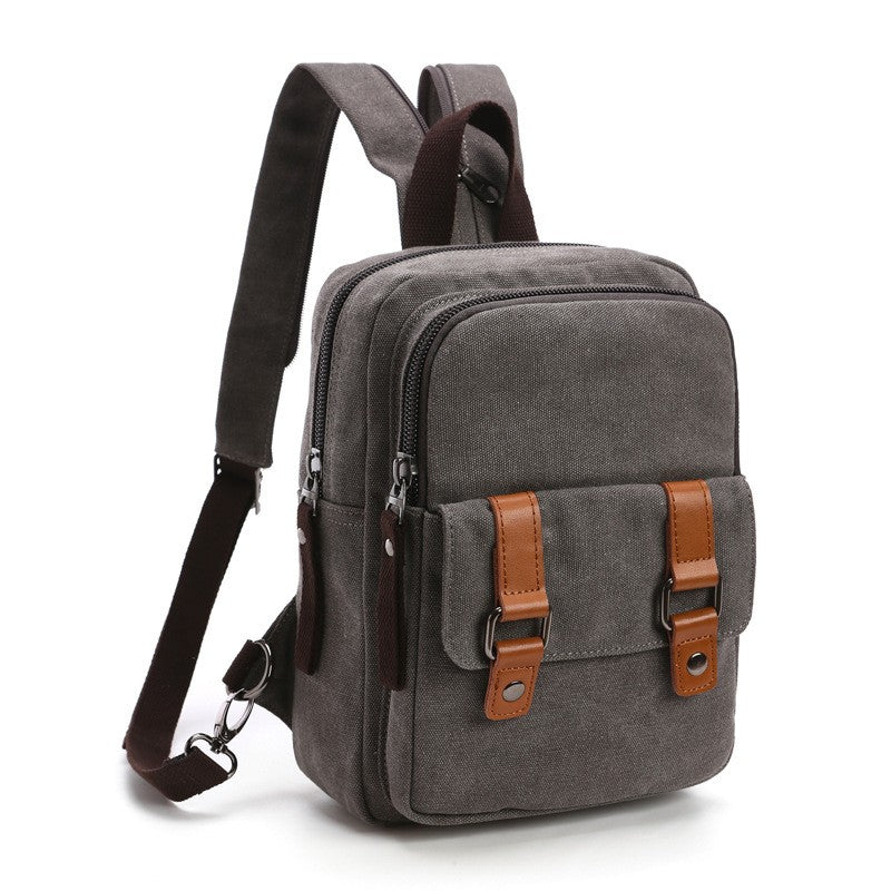 Mini Washed Canvas Convertible Sling Backpack - Grey