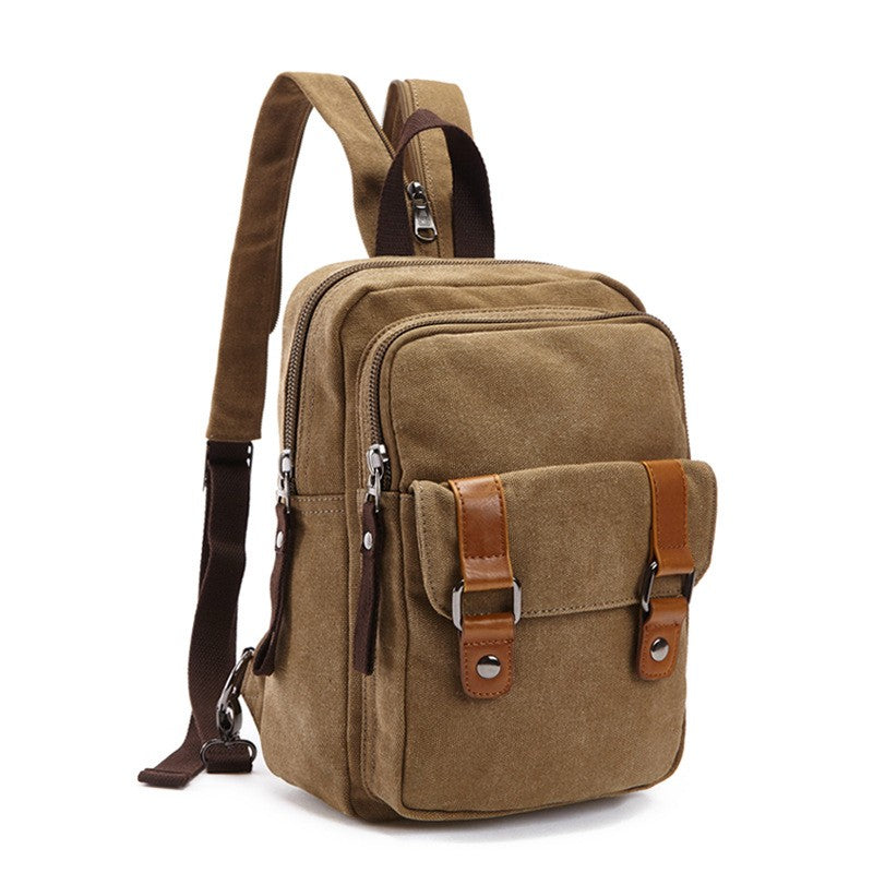 Mini Washed Canvas Convertible Sling Backpack - Khaki