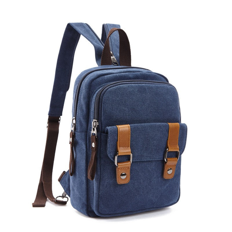 Mini Washed Canvas Convertible Sling Backpack - Navy