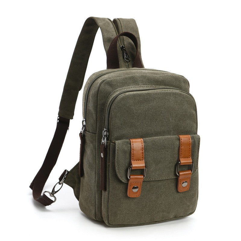 Mini Washed Canvas Convertible Sling Backpack - Olive