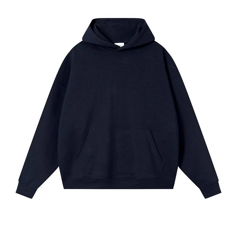 Oversized Drop Shoulder Pullover Hoodie - Navy