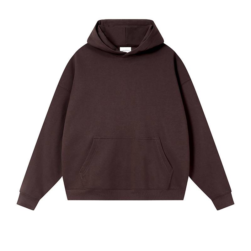 Oversized Drop Shoulder Pullover Hoodie - coffee
