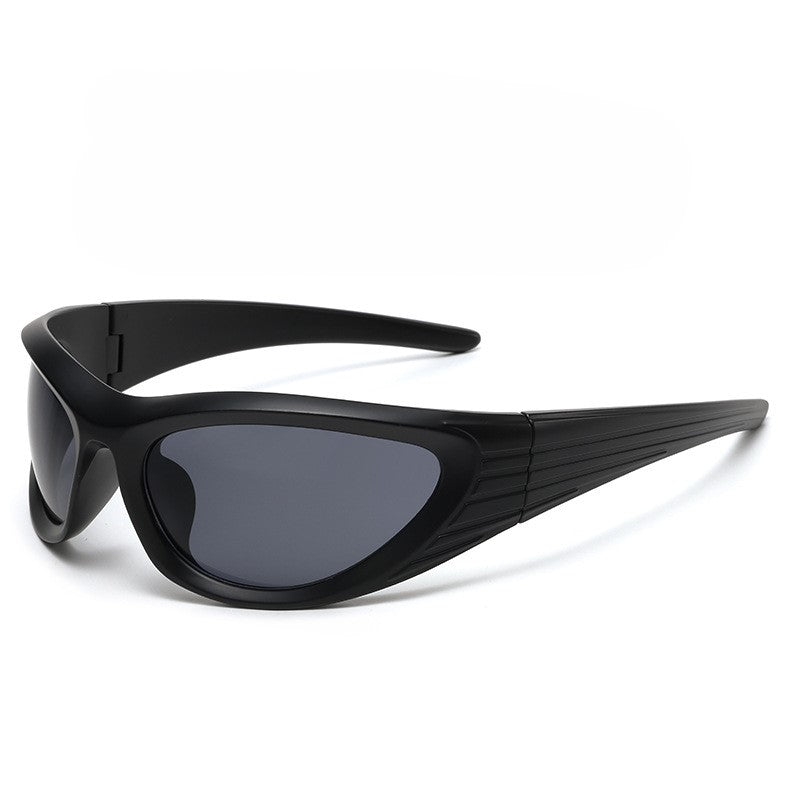 Y2K Wraparound Sport Shield Sunglasses - Black