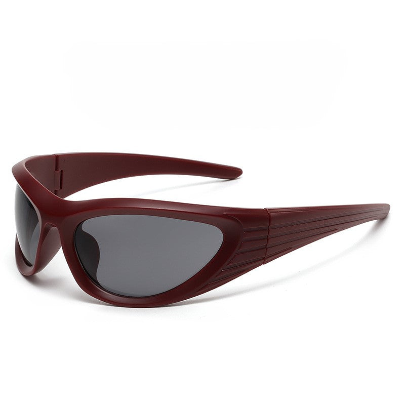 Y2K Wraparound Sport Shield Sunglasses - Red