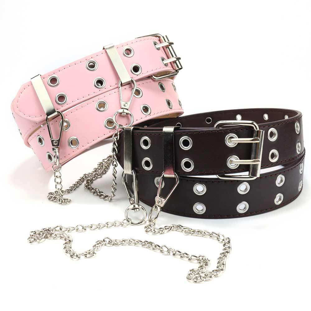 Y2K Grommet Double Prong Chain Belt