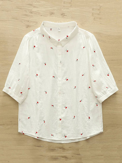 Allover Embroidered Half Sleeve Cotton Shirt