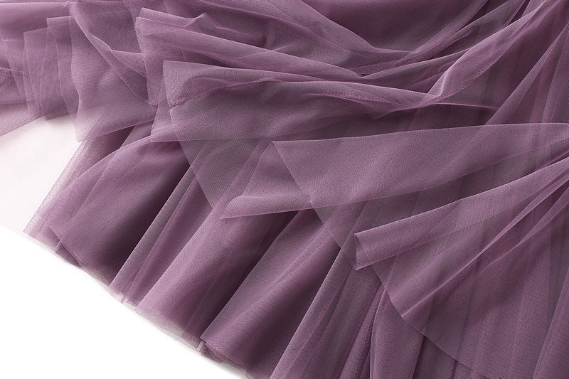 Full Sweep Pleated Tulle Midi Skirt